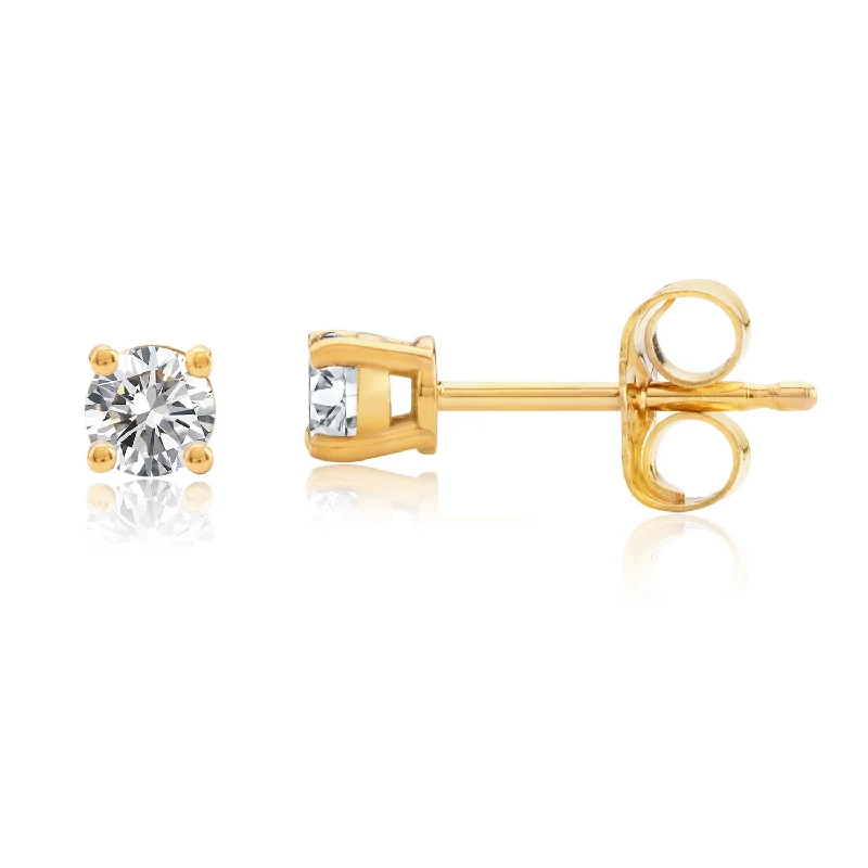 Lightweight Stud Earrings for All Day -Certified 14k Yellow Gold Lab Grown Diamond Solitaire Stud Earrings (1/4 ct.tw)