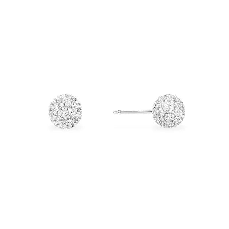 Triple Stud Earrings for Layered -Disco Ball Stud Earrings - silver