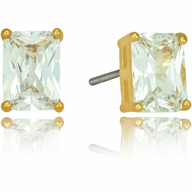 Stud Earrings with Filigree -Cubic Zirconia Cube Stud Earrings