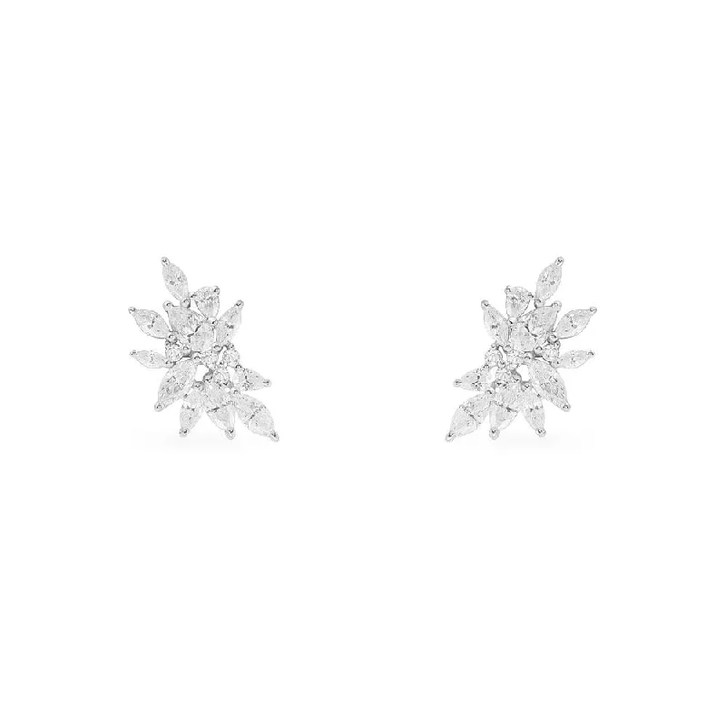 Stud Earrings for Office Wear -Festival Stud Earrings - White Silver