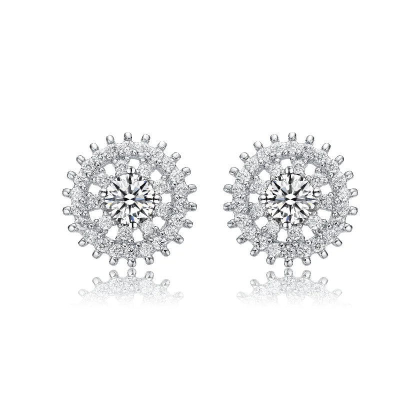 Detachable Stud Earrings with Charms -GENEVIVE Sterling Silver Cubic Zirconia Wreath Stud Earrings