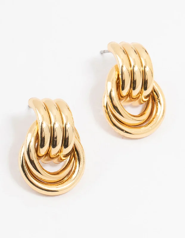 Stud Earrings for Everyday Glamour -Gold Plated Vintage Knotted Stud Earrings