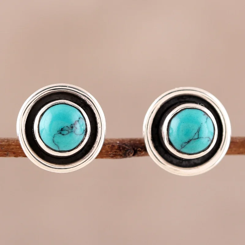 Stud Earrings for School Uniform -Graceful Frames Circular Calcite Stud Earrings from India