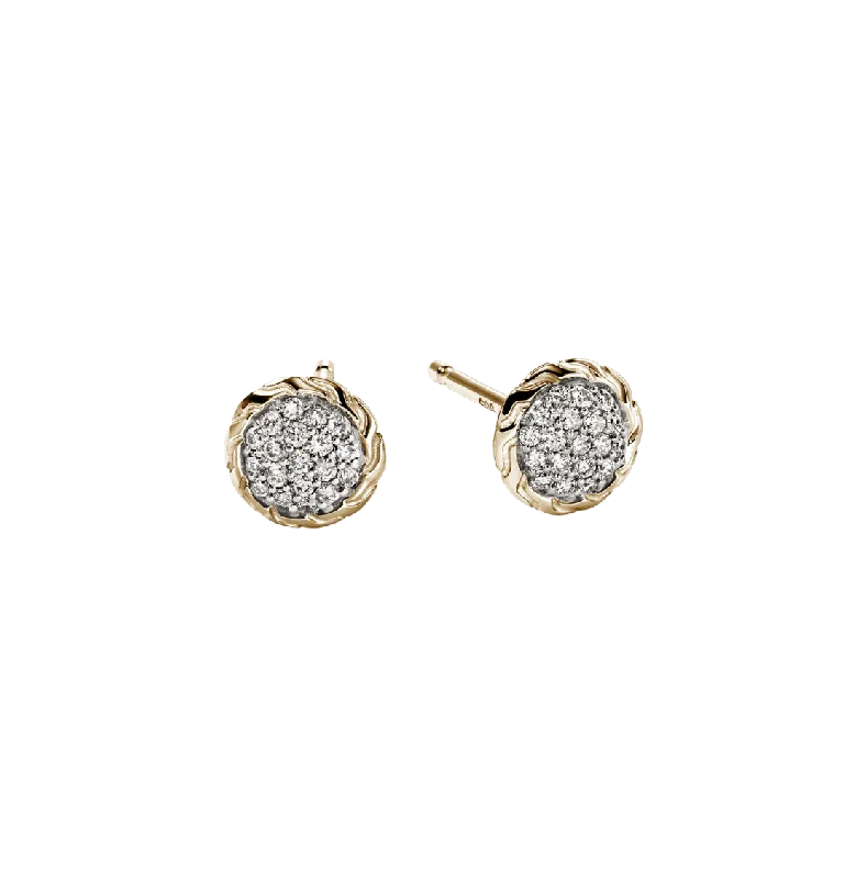 Heavy Duty Stud Earrings for Durability -John Hardy Essentials Yellow Gold Diamond Stud Earrings