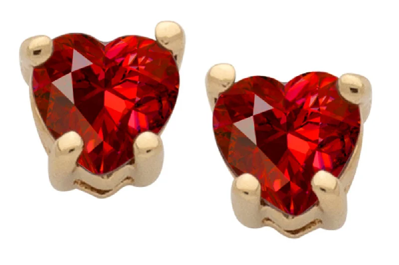 Stud Earrings with Textured Surface -Cubic Zirconia Heart Birthstone Stud Earrings