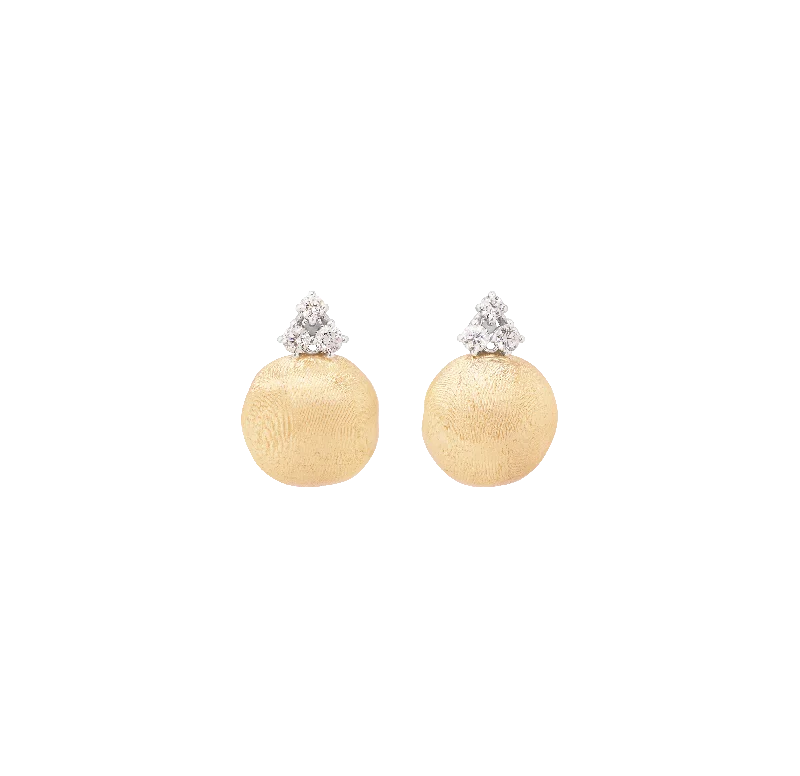 Minimalist Stud Earrings with Simplicity -Marco Bicego Africa Yellow Gold Bead and Diamond Stud Earrings