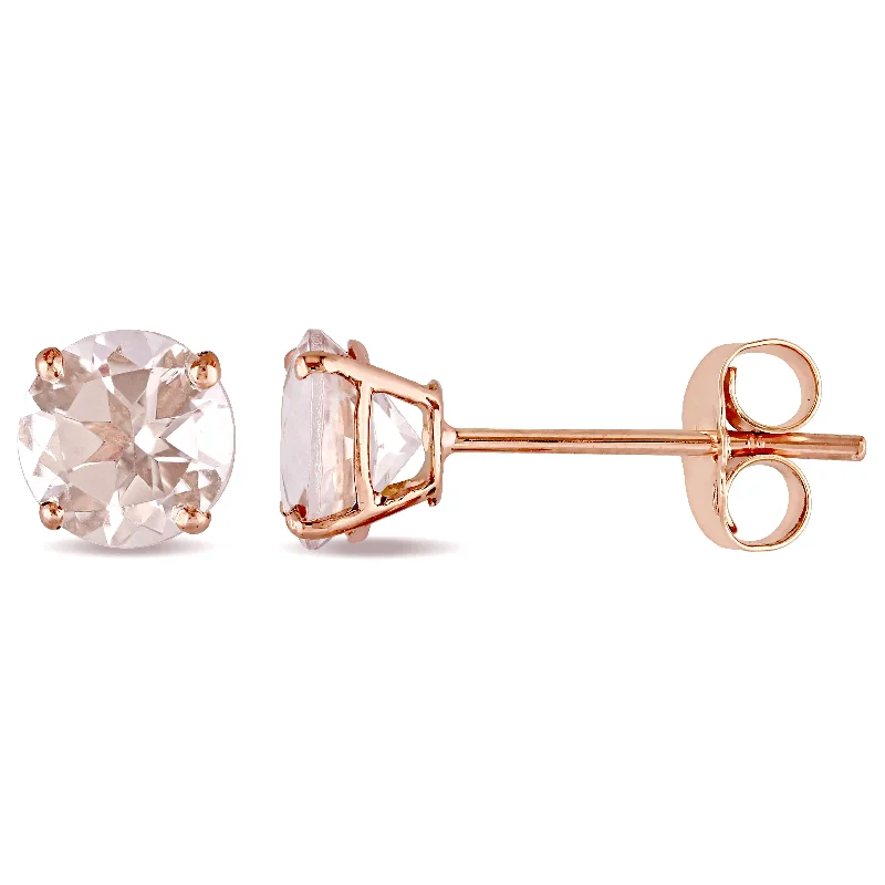 Stud Earrings for Mother's Day -Mimi & Max 1ct TGW Morganite Solitaire Stud Earrings in 14k Rose Gold