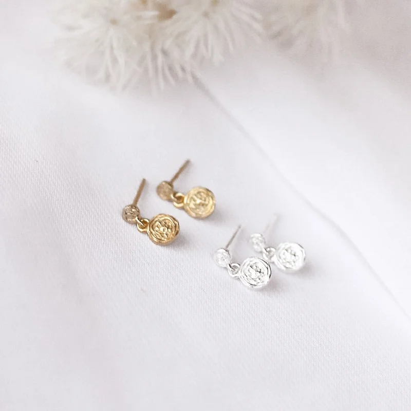 Small Stud Earrings for Delicate -Monique - 18ct Gold or Silver Plated Sterling Silver Stud Earrings