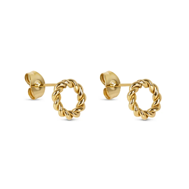 Contemporary Stud Earrings for Fashion -Dainty Rope Stud Earrings - Gold