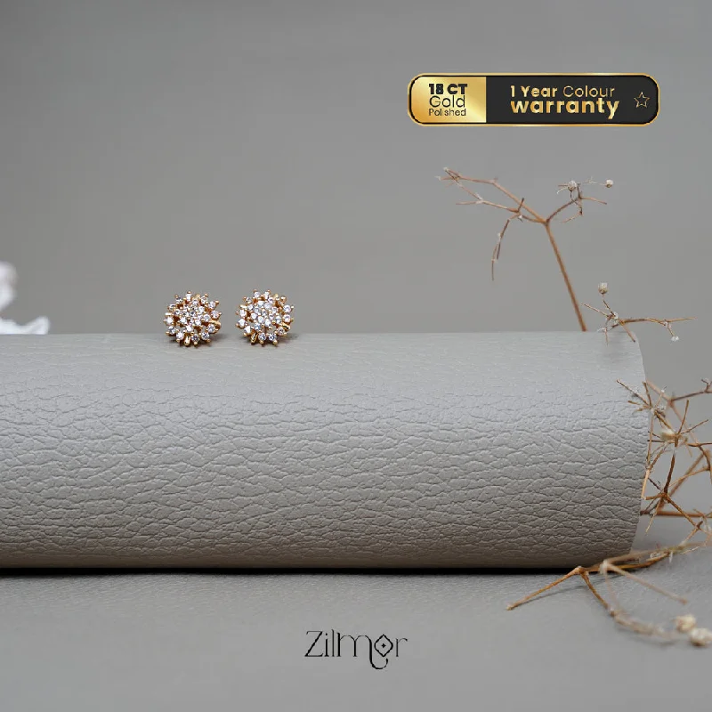 Stud Earrings with Leaf Motifs -PE1011121 - Gold tone AD Stone stud Earrings