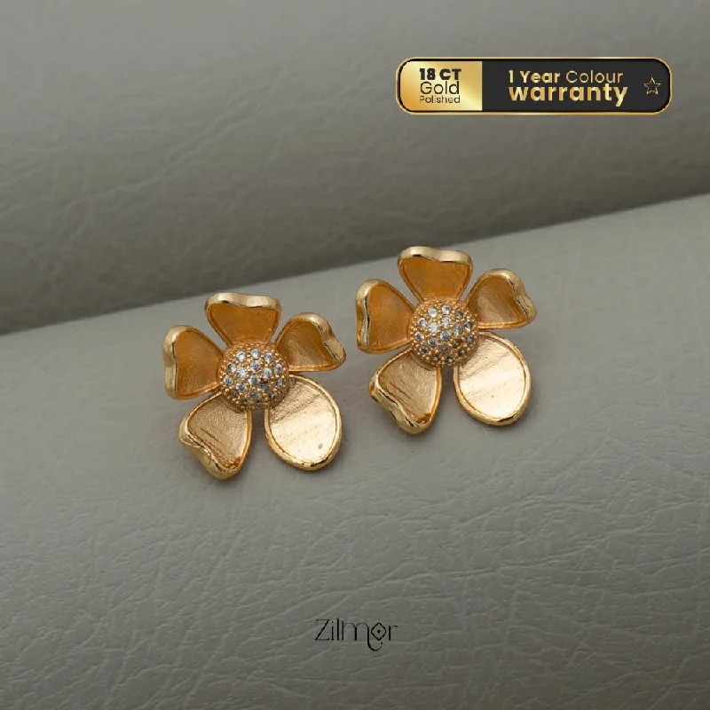 Stud Earrings with Star Motifs -PE101833 - Gold tone AD Stone Flower stud Earrings