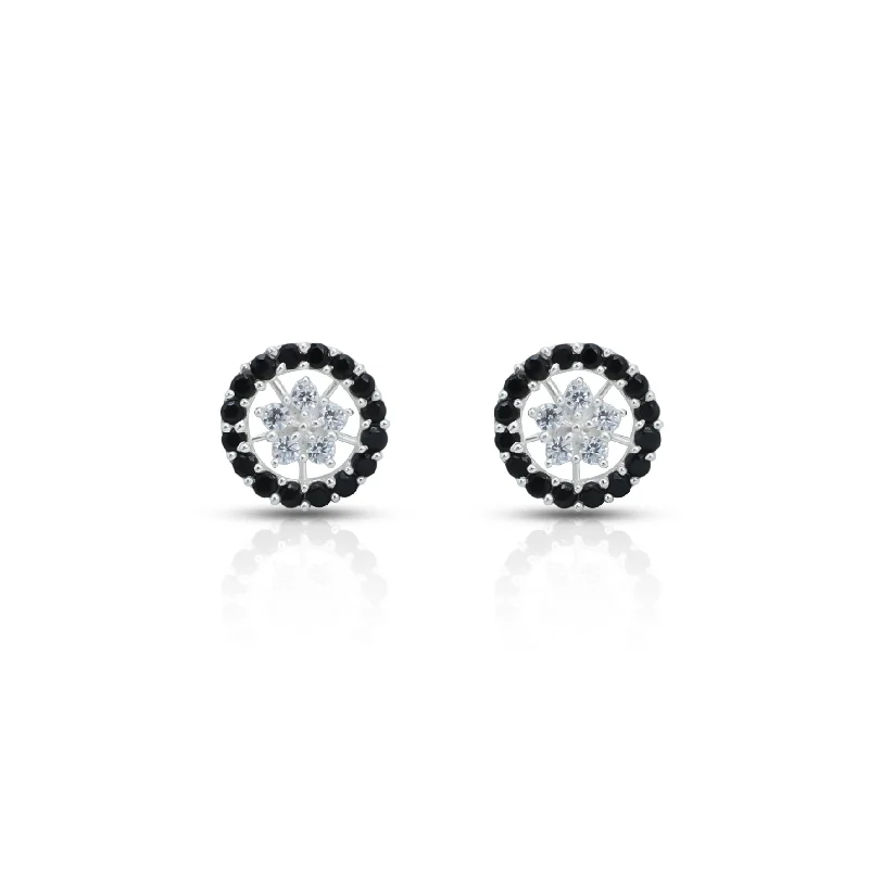 Geometric Stud Earrings for Trend -Pearl Of Black Silver Stud Earrings