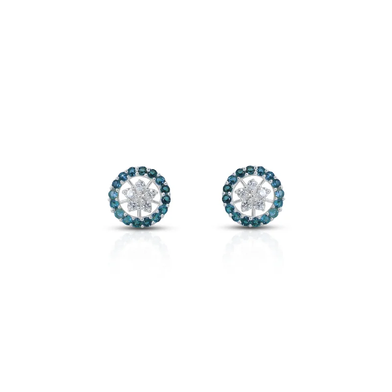 Bohemian Stud Earrings with Tassels -Pearl Of Blue Silver Stud Earrings