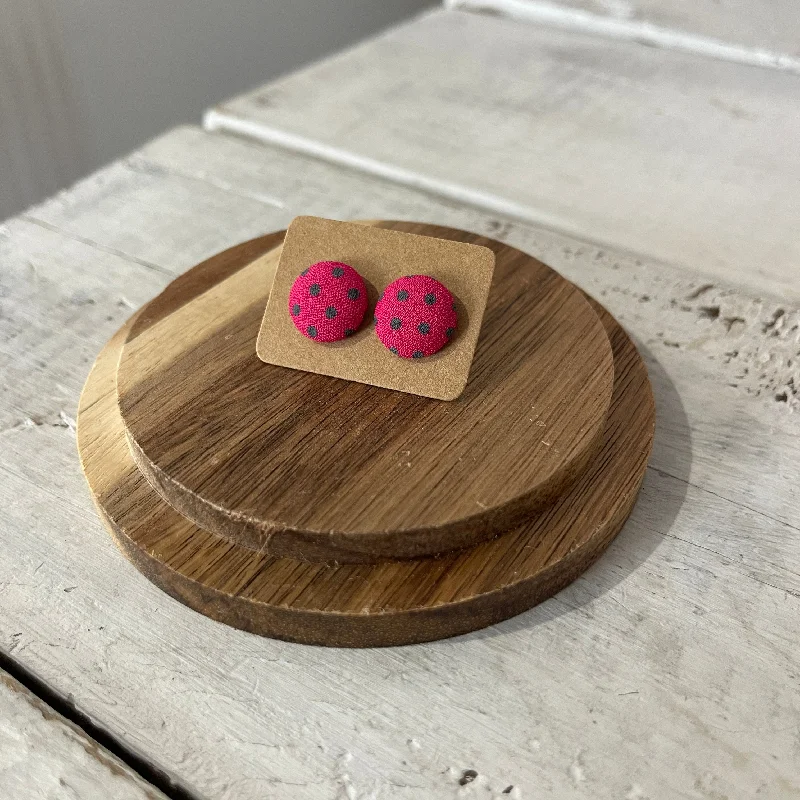 Stud Earrings with Floral Motifs -poppy polka dot stud earrings