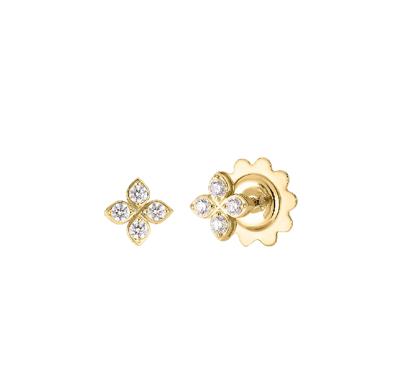 Indian Stud Earrings with Intricacy -Roberto Coin Yellow Gold Mini Flower Stud Earrings with Diamonds