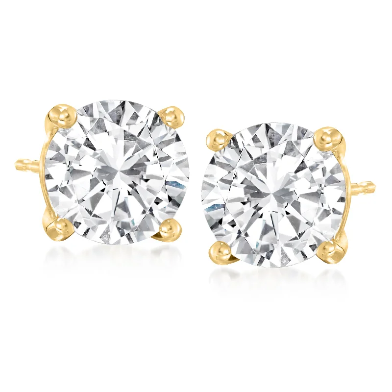 Heavy Duty Stud Earrings for Durability -Ross-Simons CZ Stud Earrings in 14kt Yellow Gold