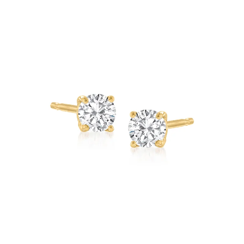 Clip On Stud Earrings for Non Pierced -Ross-Simons Diamond Stud Earrings in 14kt Yellow Gold