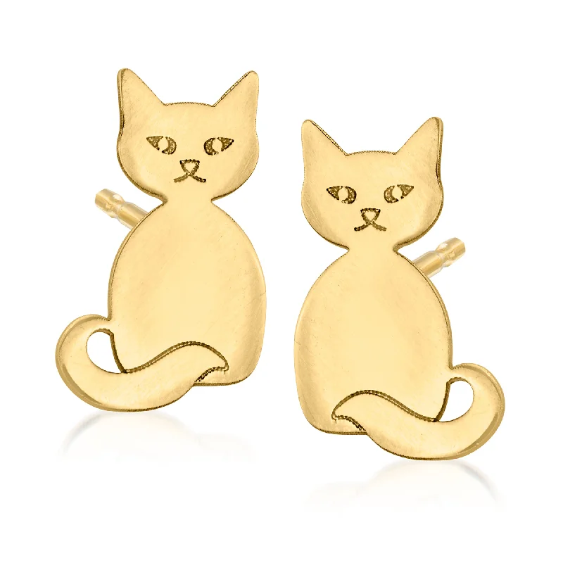 Stud Earrings for Shopping Trip -Ross-Simons Italian 14kt Yellow Gold Cat Stud Earrings