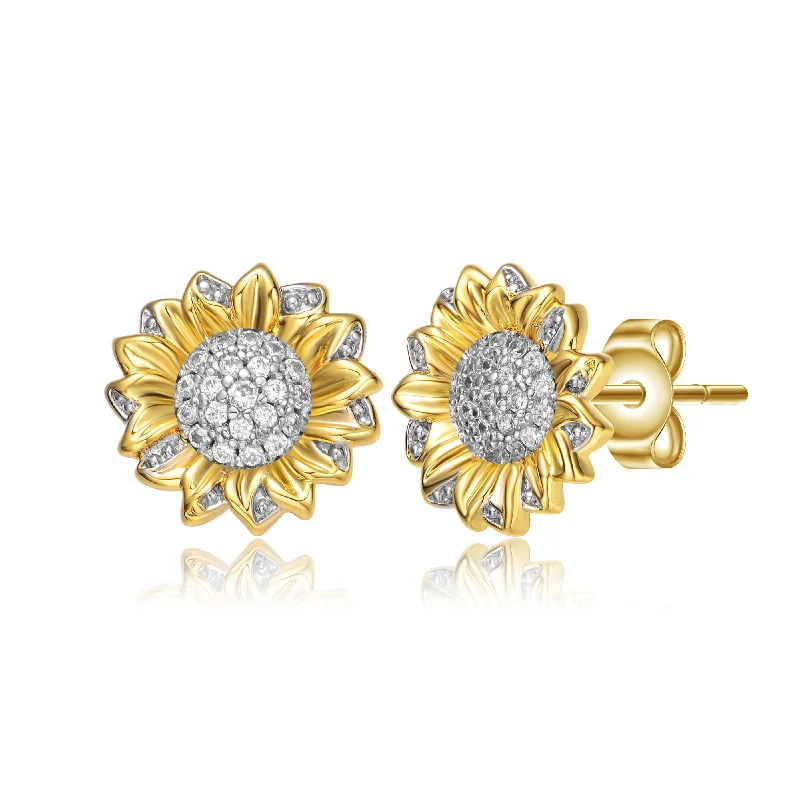 Small Stud Earrings for Delicate -Rachel Glauber Rhodium And 14k Gold Plated Cubic Zirconia Stud Earrings