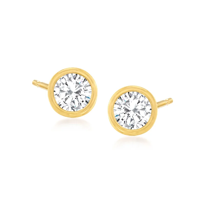 African Stud Earrings with Culture -RS Pure by Ross-Simons Bezel-Set Diamond Stud Earrings in 14kt Yellow Gold