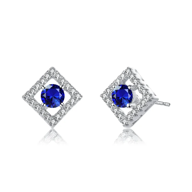 Adjustable Stud Earrings for Custom Fit -Stylish Halo Stud Earrings with Colored Cubic Zirconia