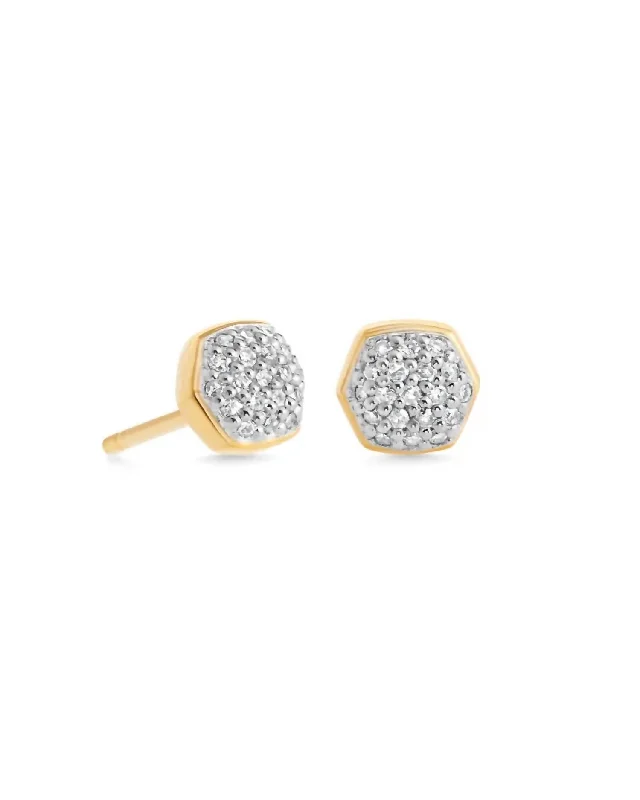 Stud Earrings for Gym Workout -Women's Davie Pave Stud Earrings In White Diamond