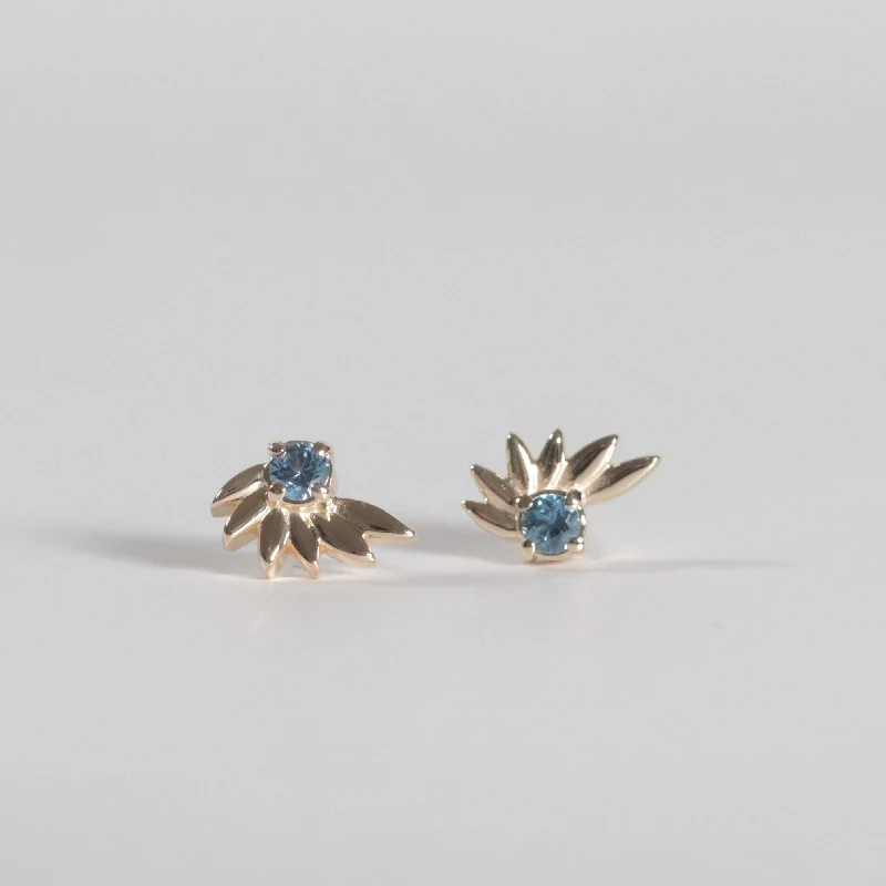 Magnetic Closure Stud Earrings for Easy -Floral Yogo Sapphire Stud Earrings