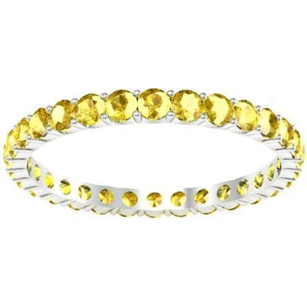 Women’s slim rings with pave sapphire accents -1.00 cttw Yellow Sapphire Eternity Ring