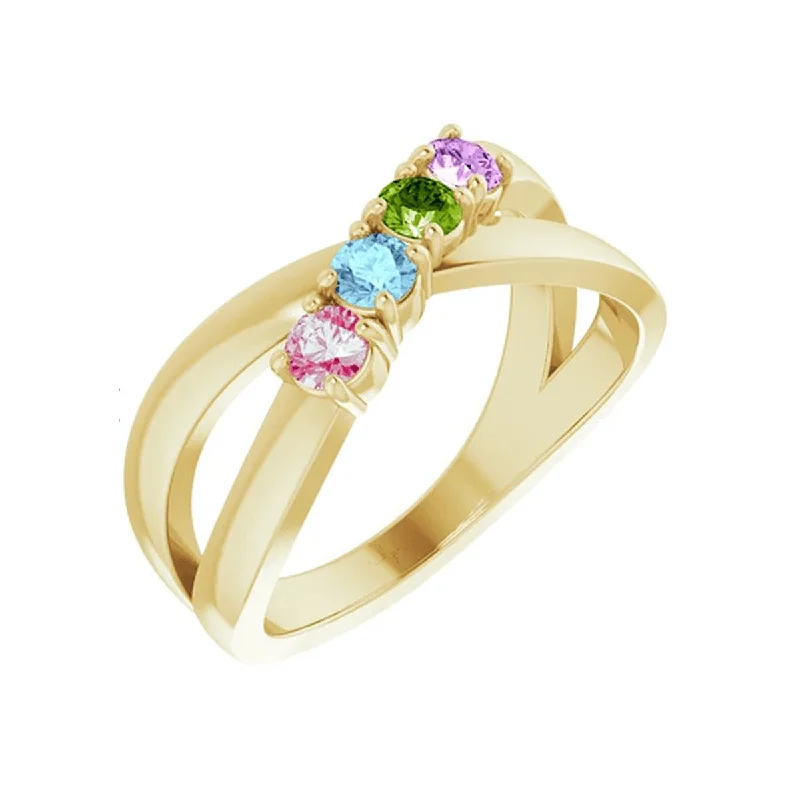 Women’s rings with butterfly motifs for whimsy -14k Gold Ring for Mother with Four Custom Birthstones