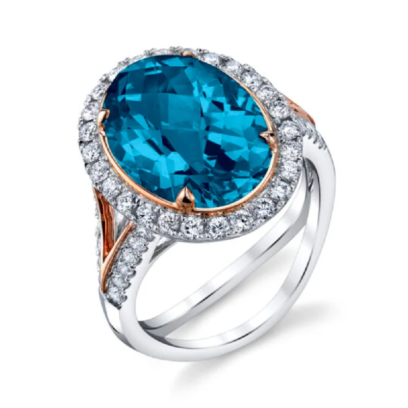 Women’s rings with sunstone gems for glow -14k London Blue Topaz Ring