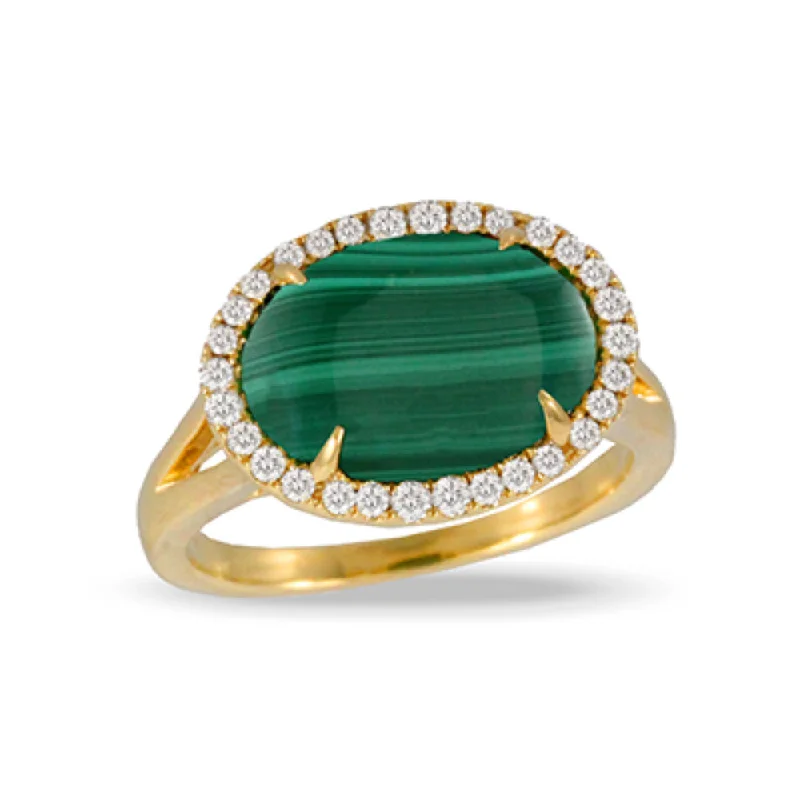 Women’s delicate rings with tiny sapphire accents -18k Gold Malachite & Diamond Ring