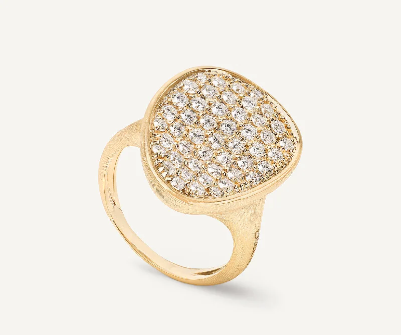 Women’s rings with agate slices for earthiness -18K Yellow Gold Diamond Pavé Cocktail Ring