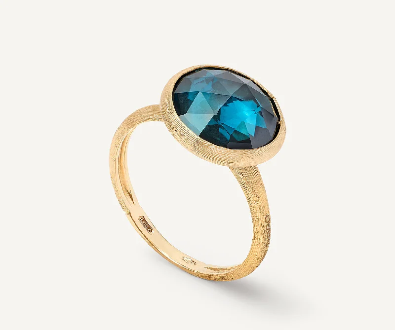 Women’s rings with tiger eye band warmth -18K Yellow Gold Medium Gemstone Ring