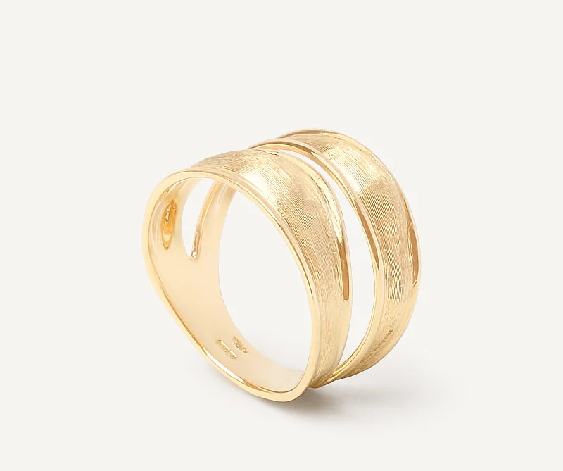 Women’s rings with hematite for metallic shine -18K Yellow Gold Split Band Ring