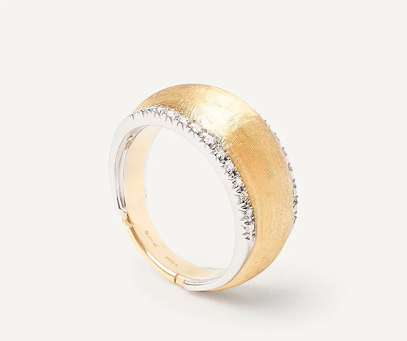 Women’s rings with lotus-inspired sapphire bands -18K Yellow Gold Stackable Ring with Diamonds