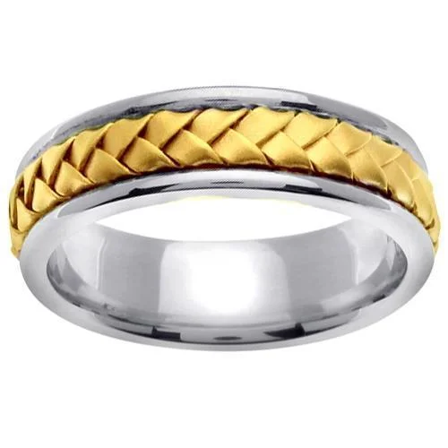 Women’s rings with smoky quartz for depth -18kt Gold Braided Center Platinum Ring