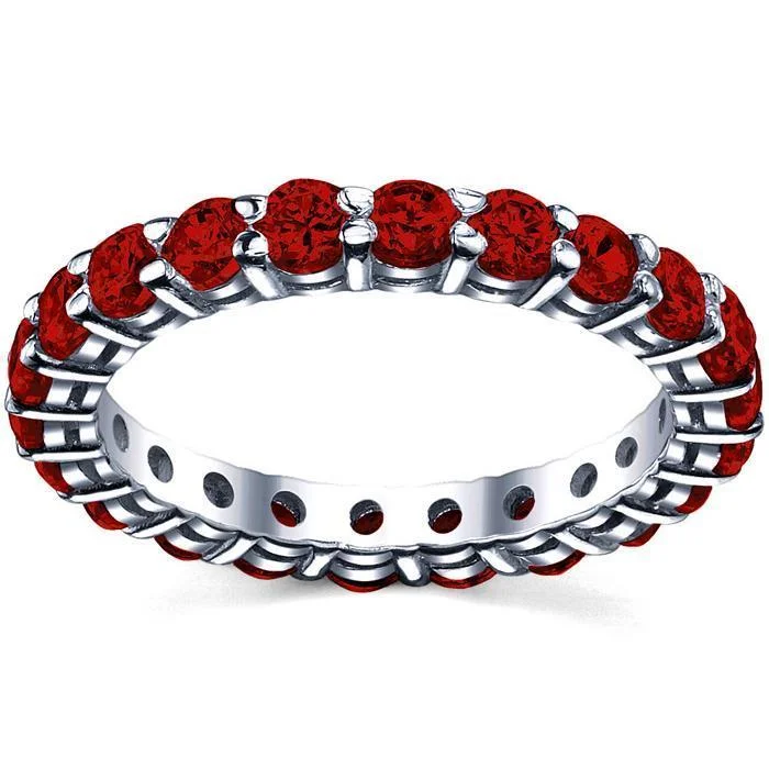 Women’s bridal rings with diamond halo settings -2.00 cttw Ruby Eternity Ring