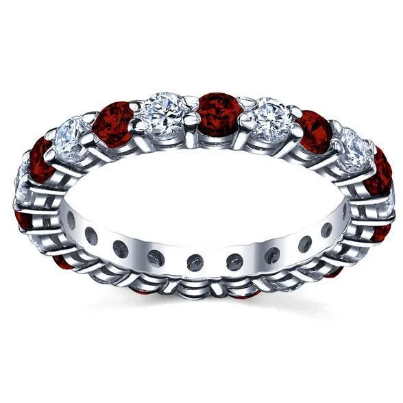 Women’s rings with topaz gems for brilliance -2.00cttw Diamond and Ruby Eternity Ring