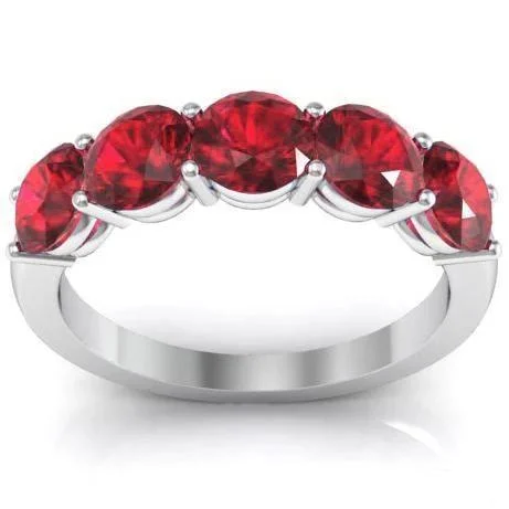 Women’s rings with stretch bands for ease -2.00cttw Shared Prong Ruby Five Stone Ring