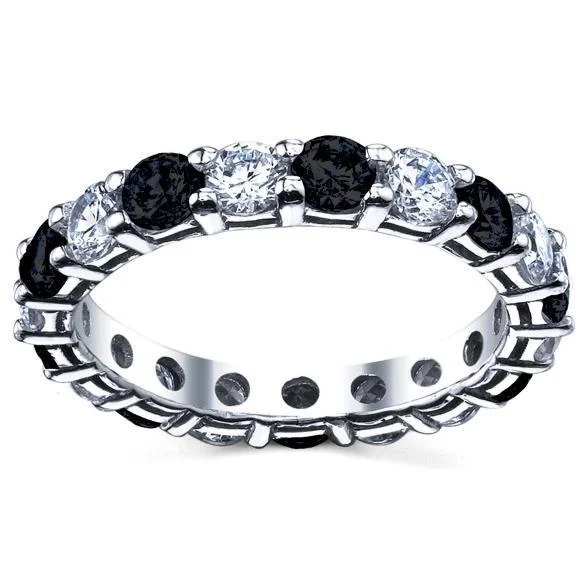 Women’s rings with bold agate for earth -3.00cttw Black Diamond Eternity Ring