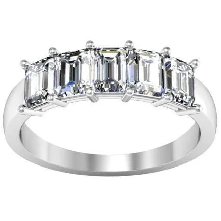 Women’s rings with rough opal for beauty -1.50cttw Shared Prong Emerald Cut Diamond Five Stone Ring