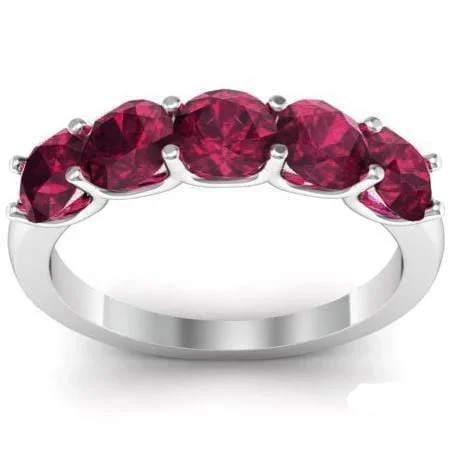 Women’s rings with geometric ruby for trend -1.50cttw U Prong Garnet Five Stone Ring