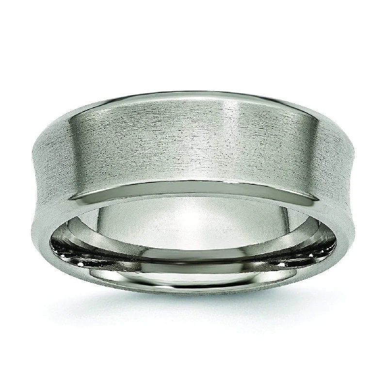 Women’s rings with matte silver for understated -8mm Concave Titanium Ring Brushed Finish