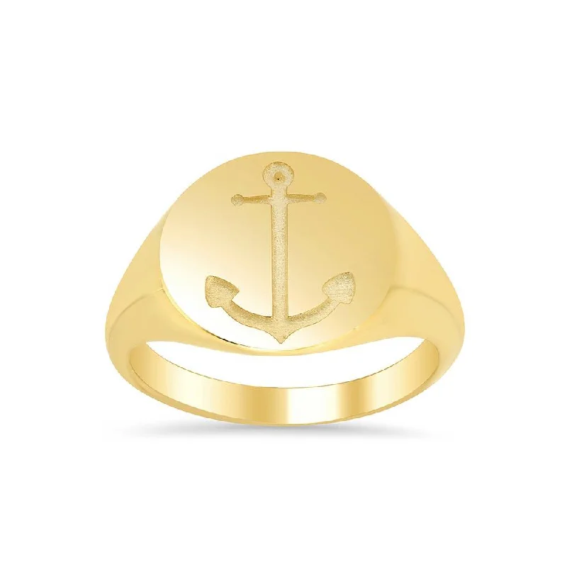 Women’s rings with bold lapis lazuli stones -Anchor Signet Ring for Women