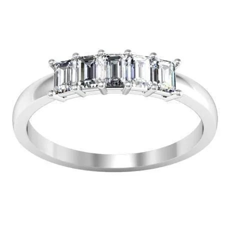 Women’s rings with channel-set peridot gems -0.50cttw Shared Prong Emerald Cut Diamond Five Stone Ring