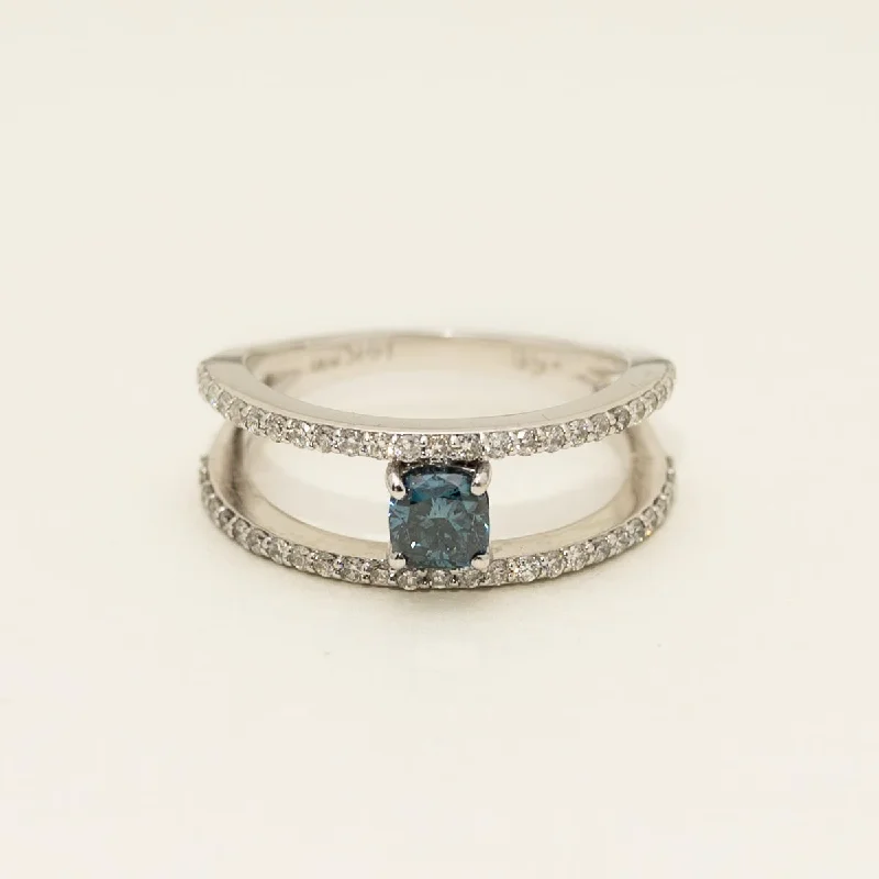 Women’s rings with labradorite for mystic flash -Blue Diamond Fashion Ring in 14kt White Gold (3/4ct tw)