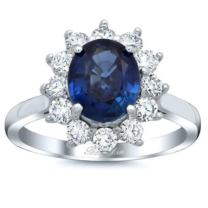 Women’s delicate rings with tiny sapphire accents -Blue Sapphire Halo Engagement Ring