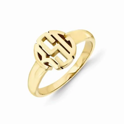 Women’s rings with gothic emerald for drama -Carved Monogram Ring