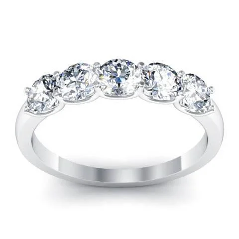 Women’s rings with engraved constellations for stars -1.10cttw U Prong Round Cut GIA Certified Diamond Five Stone Ring