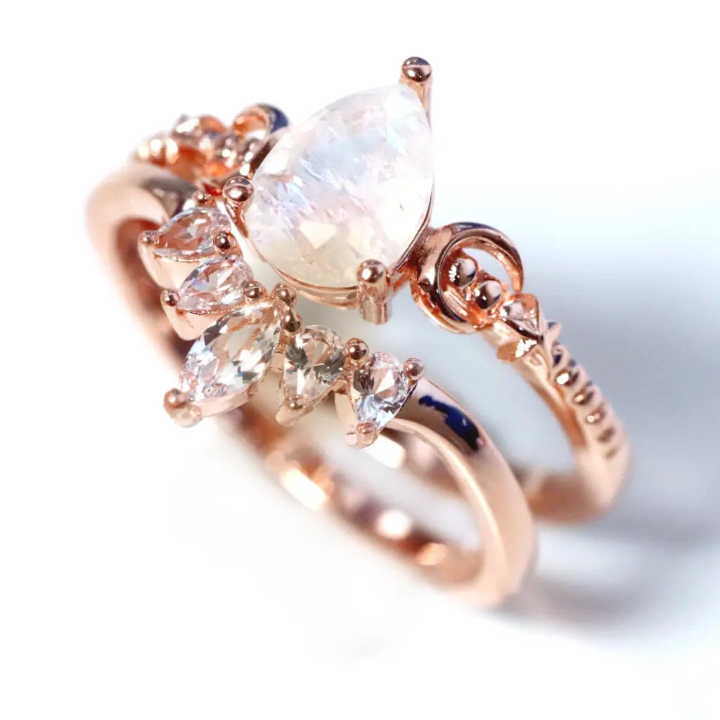 Women’s delicate rings with tiny sapphire accents -Chloe Ring Set (ROSE GOLD)